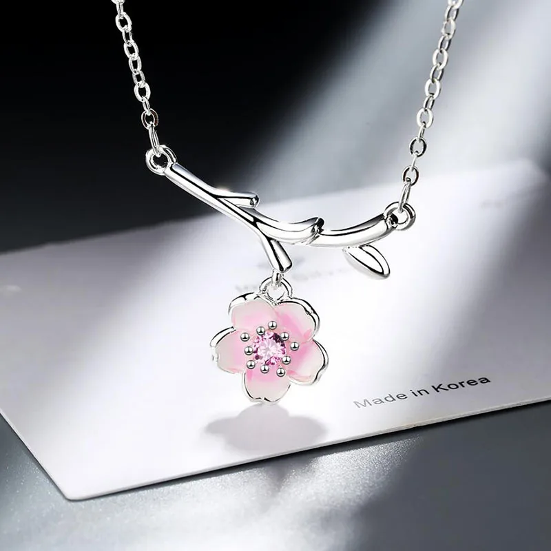 New Pink Zircon Cherry Blossom Necklaces For Women Cute 925 Sterling Silver Pendant Necklace Girl Jewelry Valentine's day Gifts
New Pink Zircon Cherry Blossom Necklaces For Women Cute 925 Sterling Silver Pendant Necklace Girl Jewelry Valentine's day Gifts