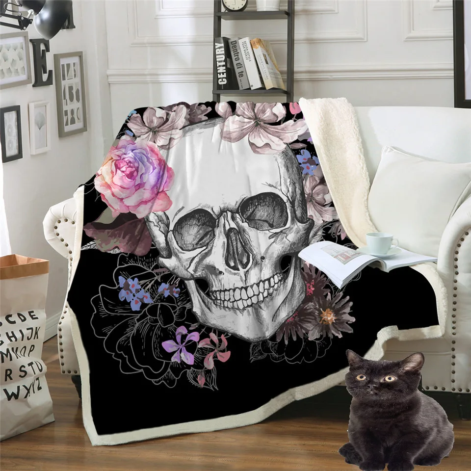 Sugar Skull Blanket for Beds Floral Roses Thin Quilt Fashionable Bedspread Fleece Throw Blanket 2 Sizes
Sugar Skull Blanket for Beds Floral Roses Thin Quilt Fashionable Bedspread Fleece Throw Blanket 2 Sizes