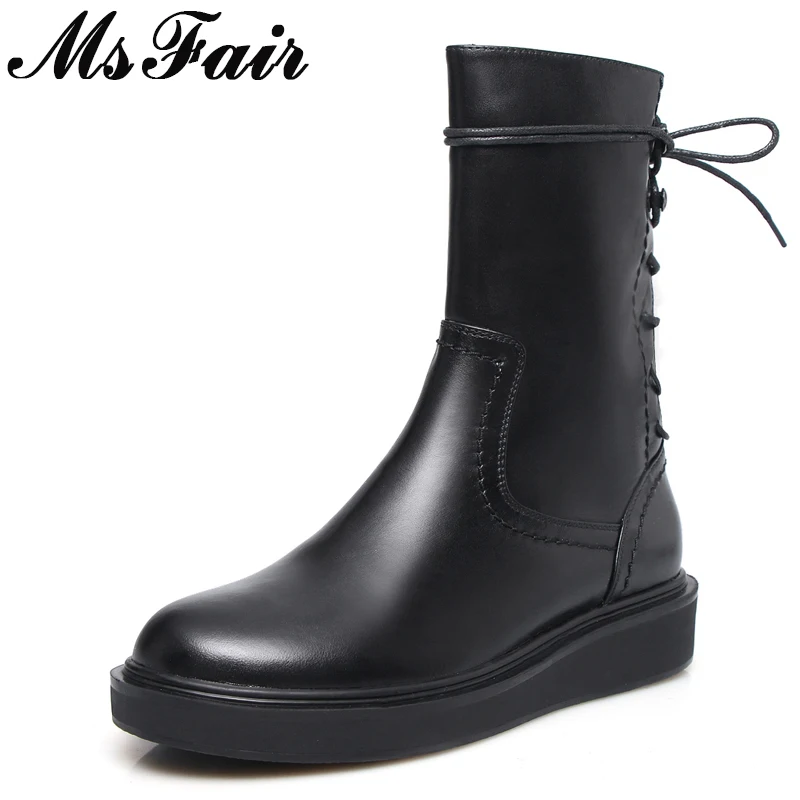 MSFAIR Lace Up Flat With Women Mid Calf Boots Fashion Mature Concise Thick Bottom Boots Women Shoes Brand Boots Women 2018
MSFAIR Lace Up Flat With Women Mid Calf Boots Fashion Mature Concise Thick Bottom Boots Women Shoes Brand Boots Women 2018