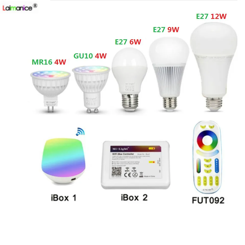 Milight 2.4G 4W 5W 6W 9W 12W E14 GU10 E27 MR16 RGB CCT RGBW RGBWW LED Bulb & 4-Zone RF Remote Control & Wifi Controller iBox
Milight 2.4G 4W 5W 6W 9W 12W E14 GU10 E27 MR16 RGB CCT RGBW RGBWW LED Bulb & 4-Zone RF Remote Control & Wifi Controller iBox