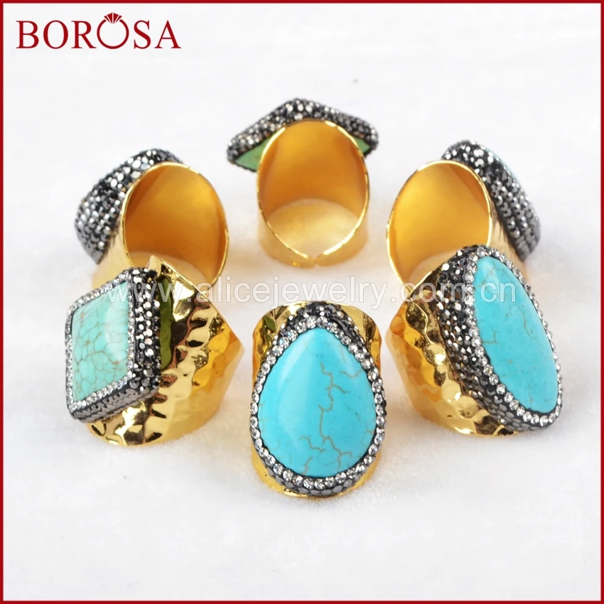 BOROSA Blue Howlites Stone Bang Ring Multi Kind Shape Hand Pave CZ Around Gold Color Adjustable Rings Turquoises Jewelry JAB471
BOROSA Blue Howlites Stone Bang Ring Multi Kind Shape Hand Pave CZ Around Gold Color Adjustable Rings Turquoises Jewelry JAB471