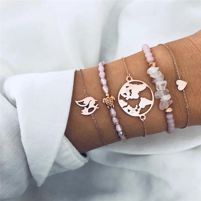 Modyle 5 Pcs/ Set Rose Gold Color Heart Map Fox Pendant Bracelet Bangles for Woman Bohemia Fashion Bracelet Set Dropshipping
Modyle 5 Pcs/ Set Rose Gold Color Heart Map Fox Pendant Bracelet Bangles for Woman Bohemia Fashion Bracelet Set Dropshipping