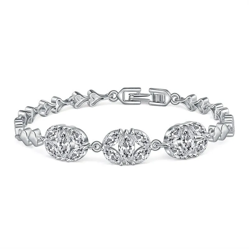 HOT SALE Simple Style 925 Sterling Silver Bracelet with AAA Zircon Crystal Femme Lovers Link Chain Jewelry Bangles for Women
HOT SALE Simple Style 925 Sterling Silver Bracelet with AAA Zircon Crystal Femme Lovers Link Chain Jewelry Bangles for Women