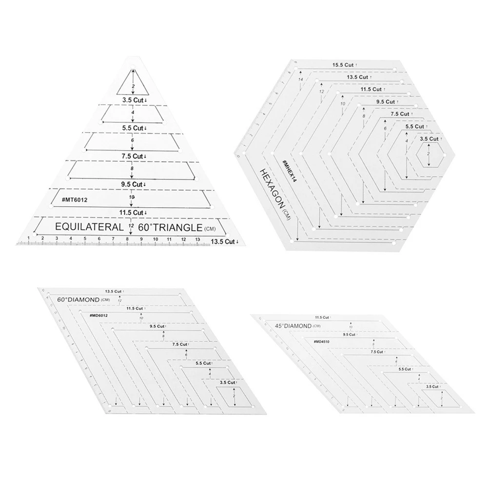 4Pcs/Set Patchwork Quilting Template Ruler Kit Stencil Diamond Grade Ruler YU-Home
4Pcs/Set Patchwork Quilting Template Ruler Kit Stencil Diamond Grade Ruler YU-Home