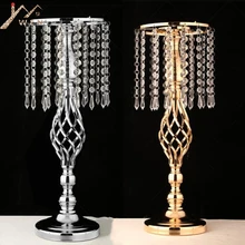 IMUWEN Exquisite Flower Vase Twist Shape Stand Golden/ Silver Wedding/ Table Centerpiece 52 CM Tall Road Lead Home Decor IMUWEN Exquisite Flower Vase Twist Shape Stand Golden/ Silver Wedding/ Table Centerpiece 52 CM Tall Road Lead Home Decor
