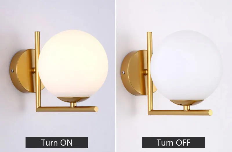 Modern Nordic Glass Ball LED Wall Lamp Sconce Loft Retro Black Gold Wall Light E27 Bedside Lamp For Cafe Bedroom Living Room (6)