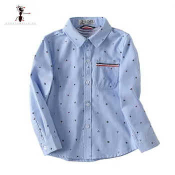 

Kung Fu Ant 2019 Spring Printed Anchor Pattern Casual 100%Cotton Shirts for Boys Full Sleeve 3T-10T School Baby Boy Shirt