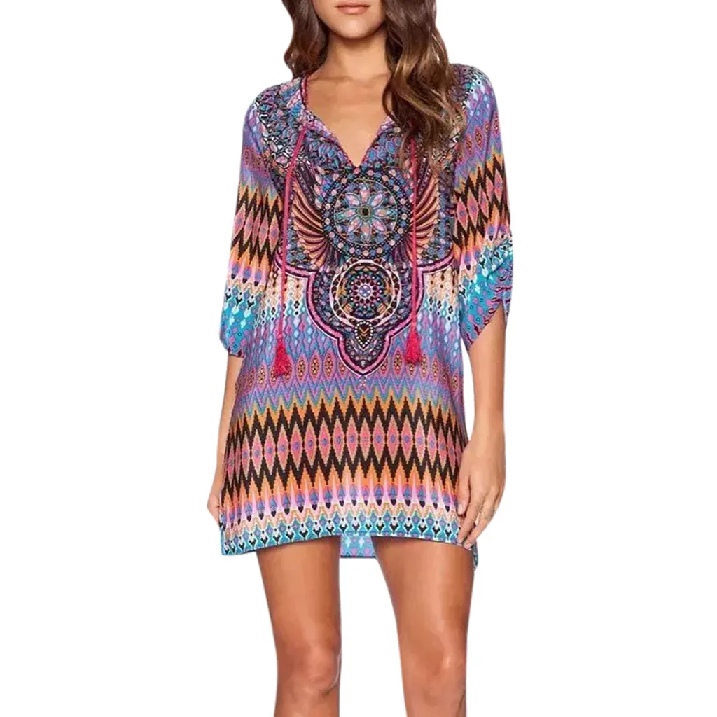 Women Ladies Vestidos De Verano Half Sleeve Bohemian V-Neck Floral Tie Bohemian Print Printed Ethnic Style Dress #0516
Women Ladies Vestidos De Verano Half Sleeve Bohemian V-Neck Floral Tie Bohemian Print Printed Ethnic Style Dress #0516
