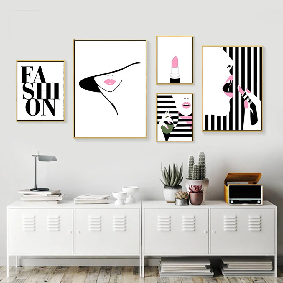Modern Fashion Girl Makeup Pink Lips Posters Wall Art Canvas Prints Painting Lipstick Fashion Modular Picture Bedroom Home Decor
Modern Fashion Girl Makeup Pink Lips Posters Wall Art Canvas Prints Painting Lipstick Fashion Modular Picture Bedroom Home Decor