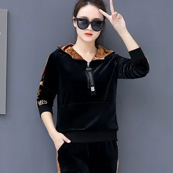 2018 autumn Korean version of the new leisure sports suit fashion two pieces of big wave code thin thin velvet set female
2018 autumn Korean version of the new leisure sports suit fashion two pieces of big wave code thin thin velvet set female