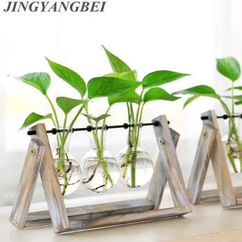 Creative Style Glass Tabletop Plant Bonsai Flower Wedding Decorative Vase With Wooden Tray Home Decoration Accessories 
Creative Style Glass Tabletop Plant Bonsai Flower Wedding Decorative Vase With Wooden Tray Home Decoration Accessories