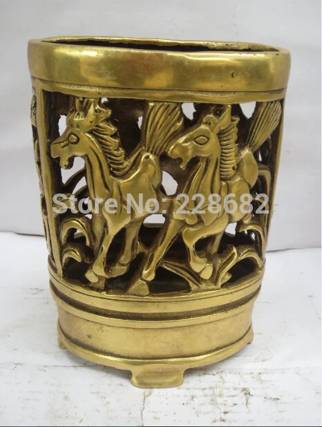 Collectible Chinese Brass Carved Openwork 4 Horse Pen Holder Chinese Pen Holder old
Collectible Chinese Brass Carved Openwork 4 Horse Pen Holder Chinese Pen Holder old