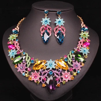 Luxury Flowers Leaves Crystal Jewelry Sets Women's Party Earrings Necklace Set Indian Bridal Costume jewellery Gifts for Women
Luxury Flowers Leaves Crystal Jewelry Sets Women's Party Earrings Necklace Set Indian Bridal Costume jewellery Gifts for Women