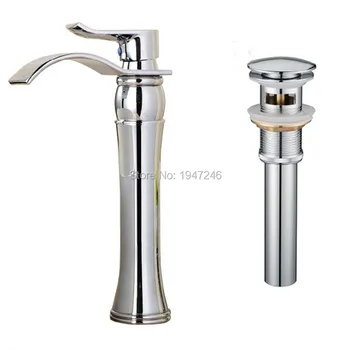 

Waterfall Spout Single Handle Bathroom Sink Vessel Faucet Basin Mixer Tap ORB Oil Rubbed Bronze Lavatory Faucets Tall Body with
