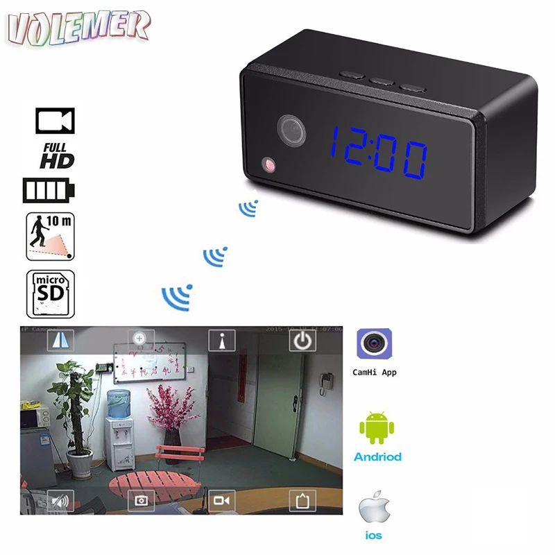 Volemer T7 wifi Mini Camera Clock HD 1080P H.264 Micro Cam Alarm Setting Infrared Night Vision Mini DV Table Clock Camcorder
Volemer T7 wifi Mini Camera Clock HD 1080P H.264 Micro Cam Alarm Setting Infrared Night Vision Mini DV Table Clock Camcorder