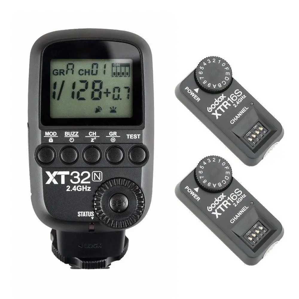 Godox XT32N 2.4G HSS Flash Trigger Transmitter for Nikon + 2PCS XTR-16S Receiver
Godox XT32N 2.4G HSS Flash Trigger Transmitter for Nikon + 2PCS XTR-16S Receiver