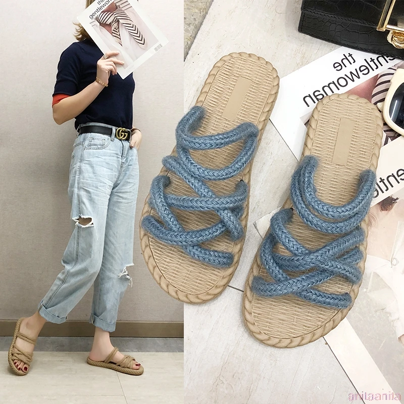 Hemp Rope Lace up Cross-tie Flat Sandals Women Slip on Beach Sandals Slingbacks Women Cuts-out Women Flat Sandals 4 colour
Hemp Rope Lace up Cross-tie Flat Sandals Women Slip on Beach Sandals Slingbacks Women Cuts-out Women Flat Sandals 4 colour