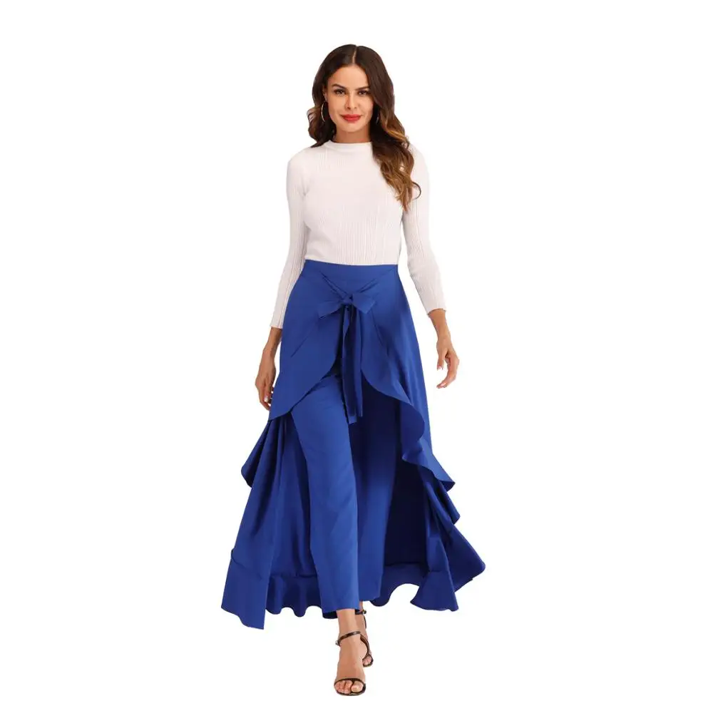 CINESSD Long Skirt Solid High Waist Ruffles A Line Swing Loose Lace Up Belted Casual Maxi Skirt Blue Bowknot Elegant Pant Skirts
CINESSD Long Skirt Solid High Waist Ruffles A Line Swing Loose Lace Up Belted Casual Maxi Skirt Blue Bowknot Elegant Pant Skirts