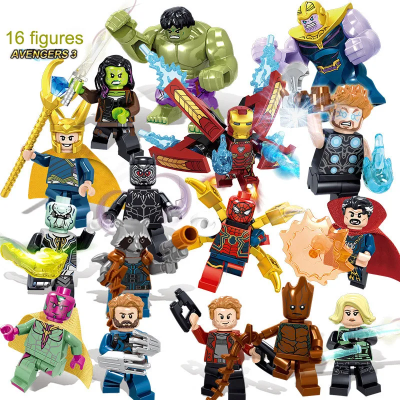 Marvel Infinity War Figure Super Heroes Thanos Black Panther Hulk Buster 16Pcs/lot Avengers Bricks Kid Toy
Marvel Infinity War Figure Super Heroes Thanos Black Panther Hulk Buster 16Pcs/lot Avengers Bricks Kid Toy