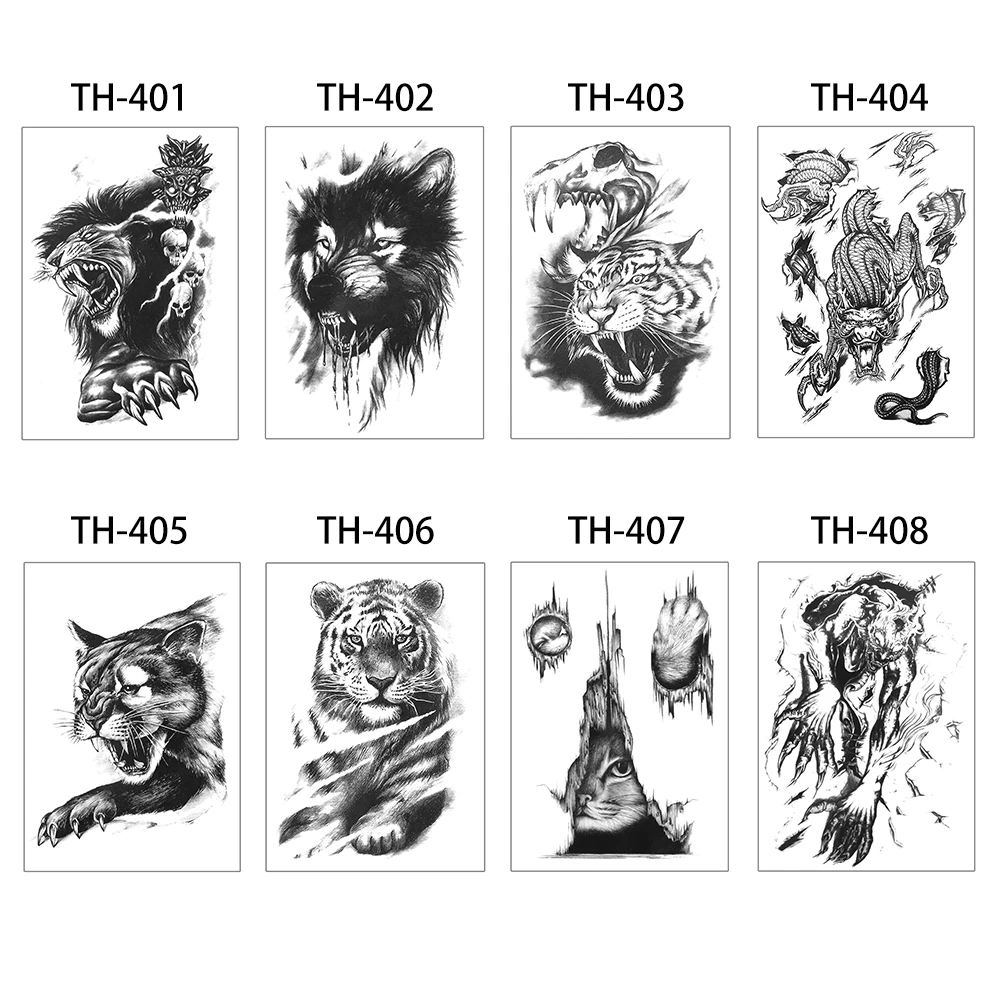 Fashion harajuku Black Animals Temporary Tattoo Stickers Wolf Tiger Waterproof Tattoos Men Woman Halloween Music Festival Makeup
Fashion harajuku Black Animals Temporary Tattoo Stickers Wolf Tiger Waterproof Tattoos Men Woman Halloween Music Festival Makeup