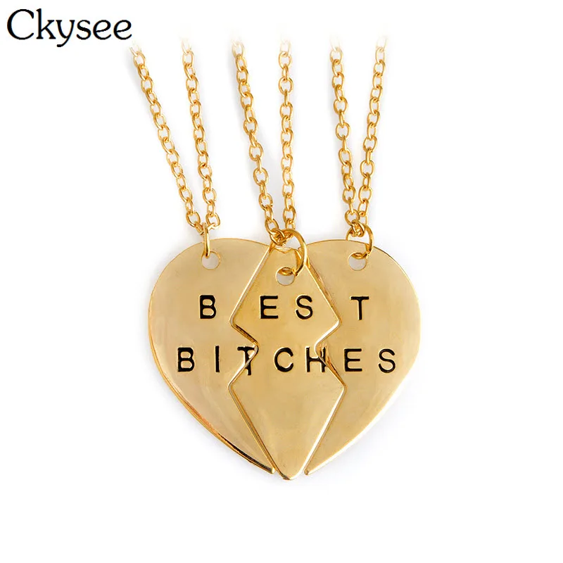 Ckysee 3Pcs/set Best Bitches Friends Pendant Necklace For Women Broken Heart Shaped BFF Choker Friendship Necklace Jewelry
Ckysee 3Pcs/set Best Bitches Friends Pendant Necklace For Women Broken Heart Shaped BFF Choker Friendship Necklace Jewelry
