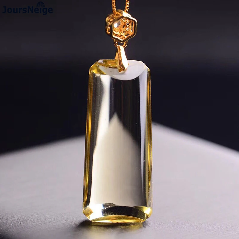 Authentic Yellow Natural Crystal Pendants Hand Carved Column Pendant Necklace Luck for Women Men Jewelry JoursNeige | Украшения и