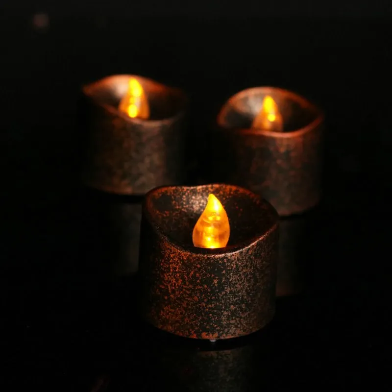 

24pcs Battery Operated wavy edge Votive tea light Flameless Led Candle Flickering Xmas Christmas Halloween table Decor-Amber