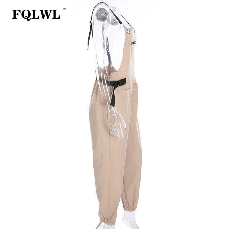 Женский комбинезон на молнии с карманами FQLWL регулируемым ремнем и высокой