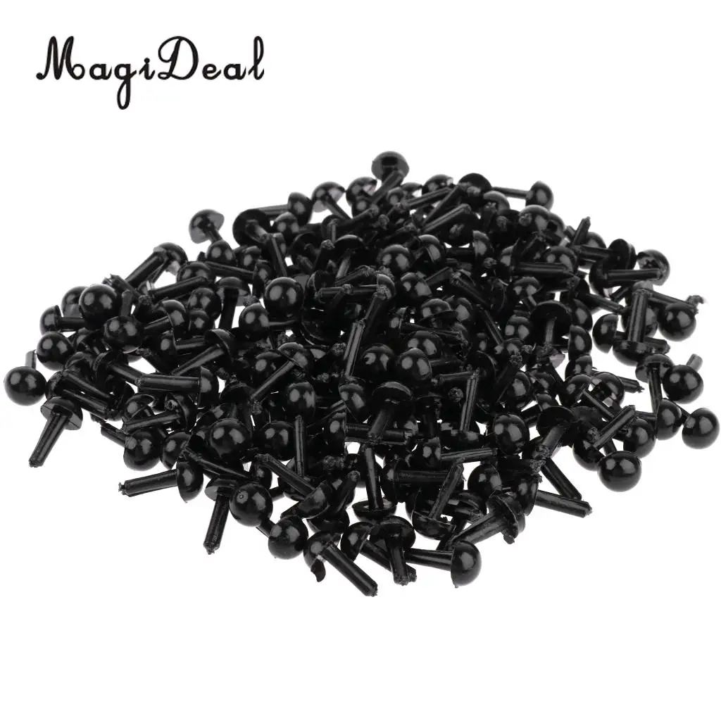 200 Pieces Black Plastic Safety Eyes for Teddy Bear Doll Plush Animal Toys Card Making Home Decor Crafts