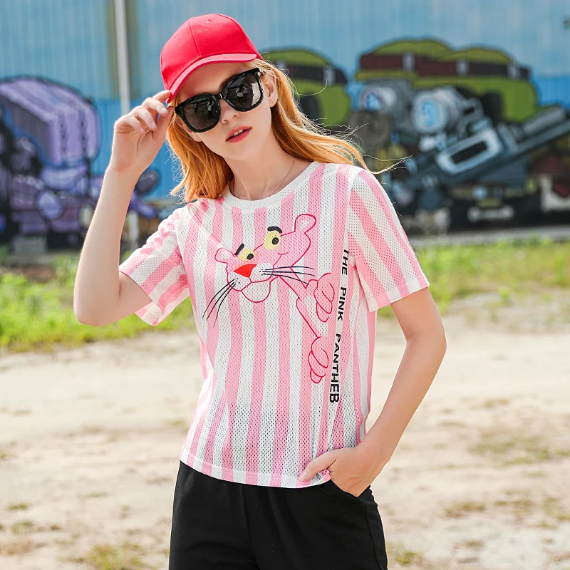 Pink Panther Striped Tshirt 2019 Summer T Shirt Women Harajuku Loose Cartoon Short Sleeves T-shirts Hollow Out Movement Tops
Pink Panther Striped Tshirt 2019 Summer T Shirt Women Harajuku Loose Cartoon Short Sleeves T-shirts Hollow Out Movement Tops