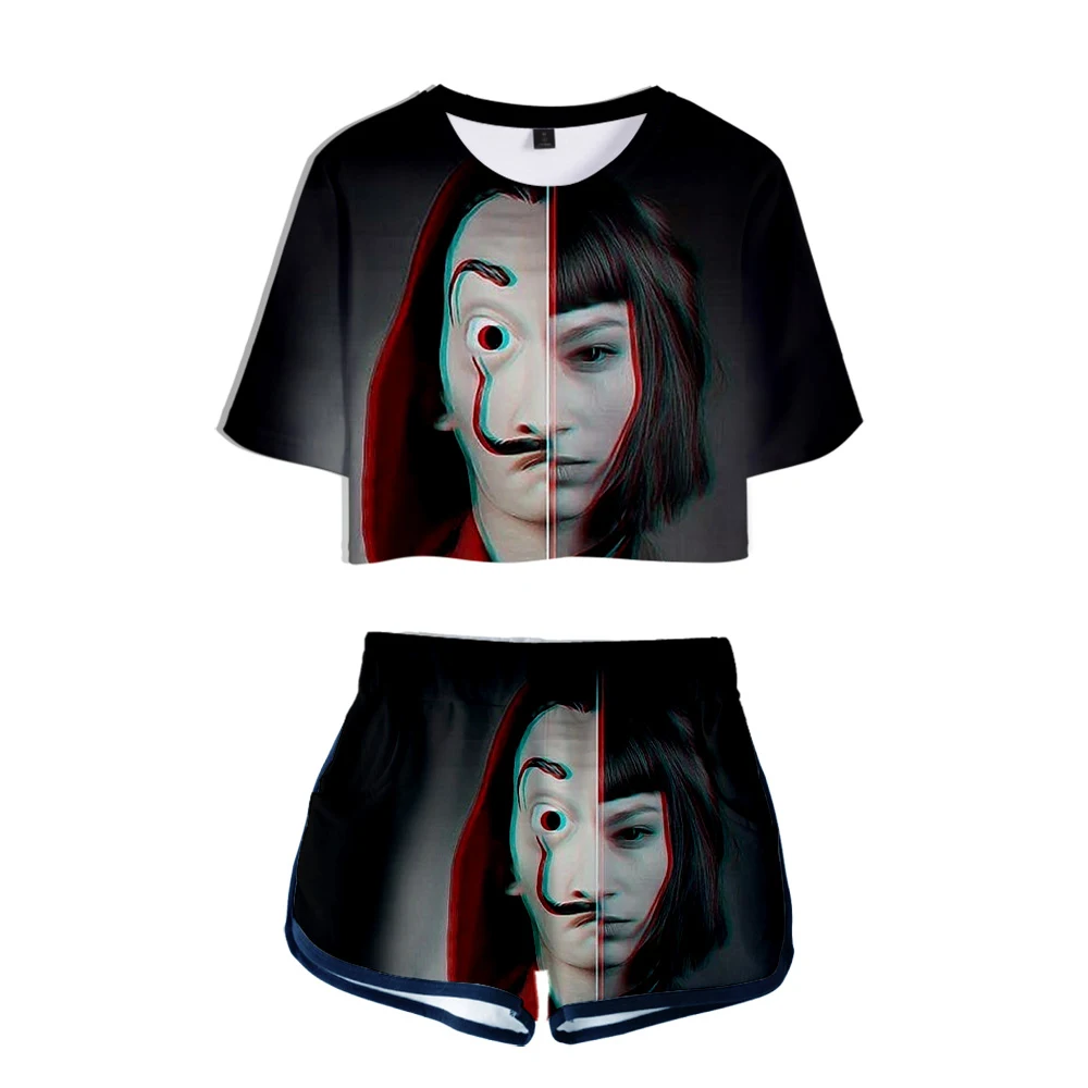 TV series Money Heist La casa de papel 2019 NEW 3D Two Pieces sets Women Fashion girl Harajuku T-shirts shorts Clothes
TV series Money Heist La casa de papel 2019 NEW 3D Two Pieces sets Women Fashion girl Harajuku T-shirts shorts Clothes