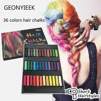 

24/36Colors Pins Non-toxic Temporary Pastel Square Hair Dye Color Chalk Hair Styling Tools Hair Color Comb Crayons for Hair