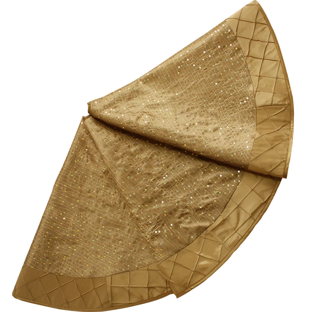 Free Shipping 50"/36" Sparkle Glitter with Handcraft Pintuck Faux Silk Christmas Tree Skirt in Gold Color P2599-90cm-t/P4501
Free Shipping 50"/36" Sparkle Glitter with Handcraft Pintuck Faux Silk Christmas Tree Skirt in Gold Color P2599-90cm-t/P4501