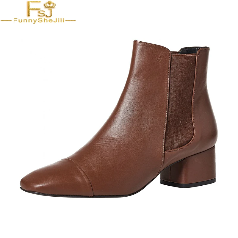 FSJ Fahsion Winter Autumn Med Square Heels Ladies Toe 2018 Leather Elastic Band Chelsea Boots Casual Woman Booties Shoes Size 41
FSJ Fahsion Winter Autumn Med Square Heels Ladies Toe 2018 Leather Elastic Band Chelsea Boots Casual Woman Booties Shoes Size 41