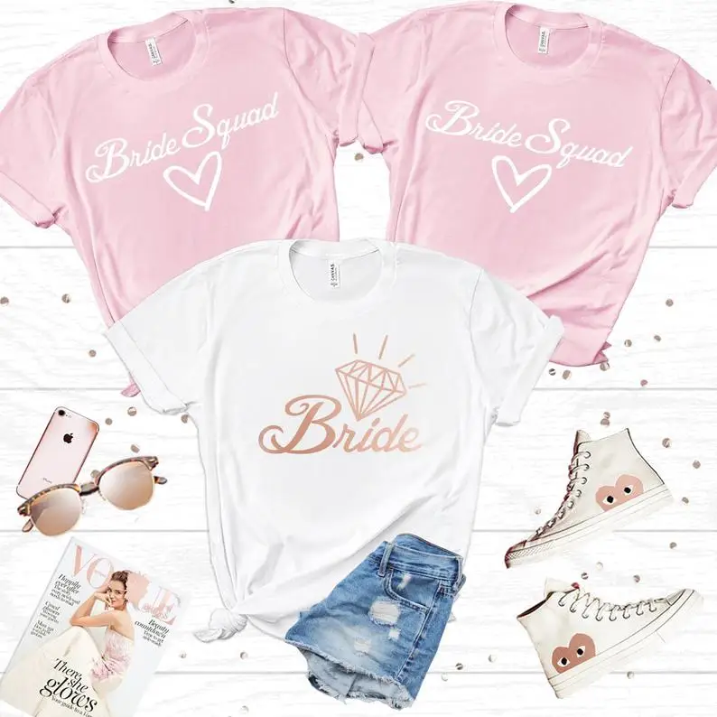 OKOUFEN Wedding Bride Squad T-shirt Bridal Bridesmaid Team Women Top Bachelorette Party Letter Printed T Shirt Tee Cute Tshirt
OKOUFEN Wedding Bride Squad T-shirt Bridal Bridesmaid Team Women Top Bachelorette Party Letter Printed T Shirt Tee Cute Tshirt