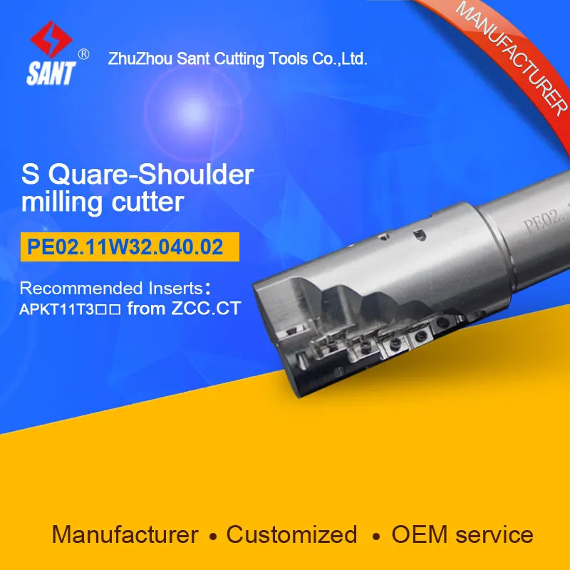 EMP04-040-XP32-AP11-02 Indexable Milling cutter SANT PE02.11W32.040.02 with APKT11T3 carbide insert
EMP04-040-XP32-AP11-02 Indexable Milling cutter SANT PE02.11W32.040.02 with APKT11T3 carbide insert