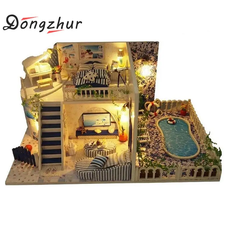 Dongzhur Miniature Doll House Handmade DIY Toy Mini Wooden House Santorini Island Dollhouse Creative Birthday Gift To Girlfriend 
Dongzhur Miniature Doll House Handmade DIY Toy Mini Wooden House Santorini Island Dollhouse Creative Birthday Gift To Girlfriend