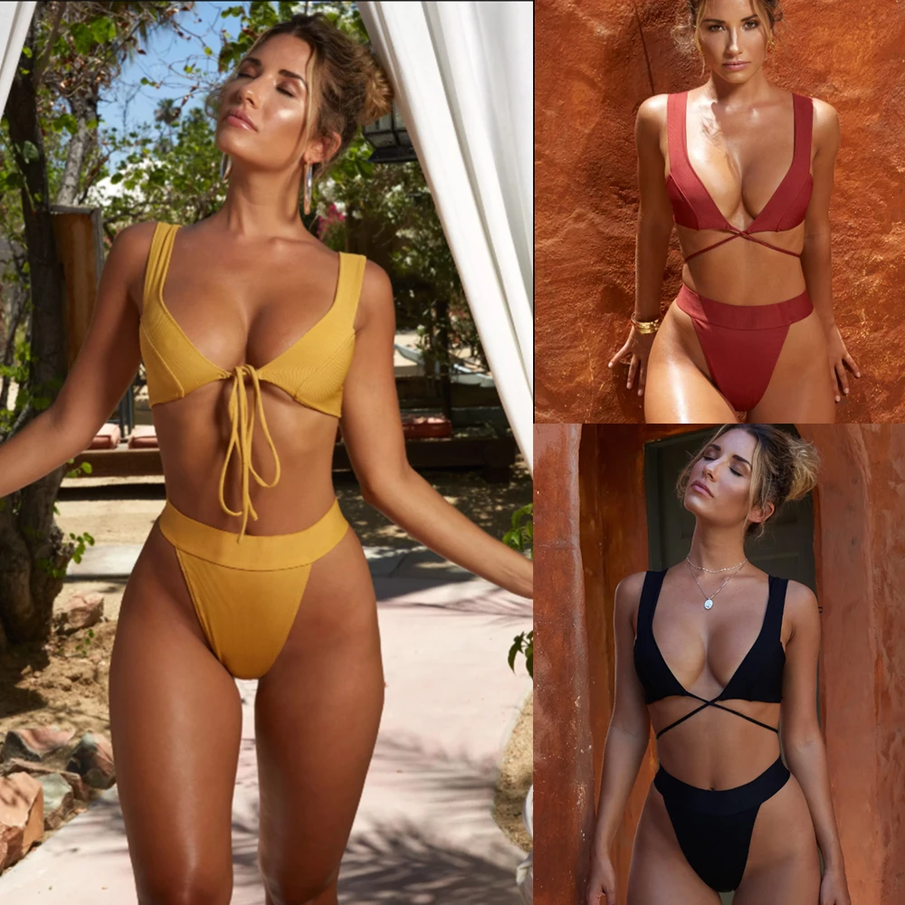 2019 Bikini Set Sexy High Waist Swimwear Swimsuit bandage Out Bathing Suit Women Push Up Bikini Solid Maillot De Bain Femme
2019 Bikini Set Sexy High Waist Swimwear Swimsuit bandage Out Bathing Suit Women Push Up Bikini Solid Maillot De Bain Femme