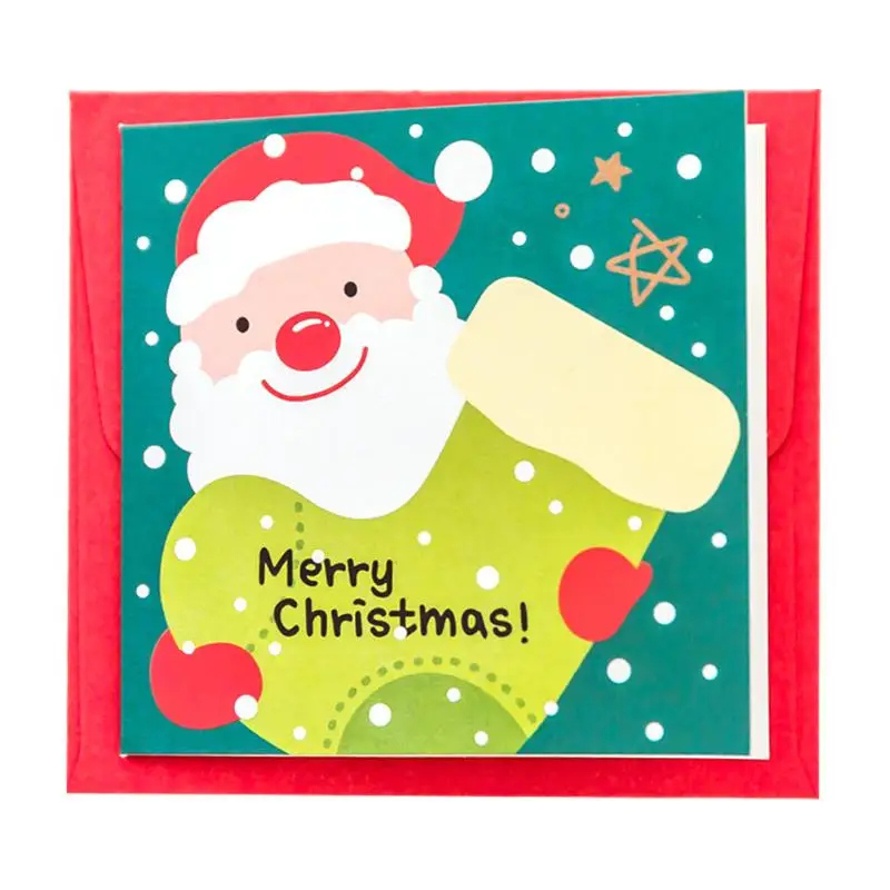 Tarjetas de felicitaci/ón 3D con dise/ño de reno de Pap/á Noel de tres sabios para hombres con /árbol de Navidad