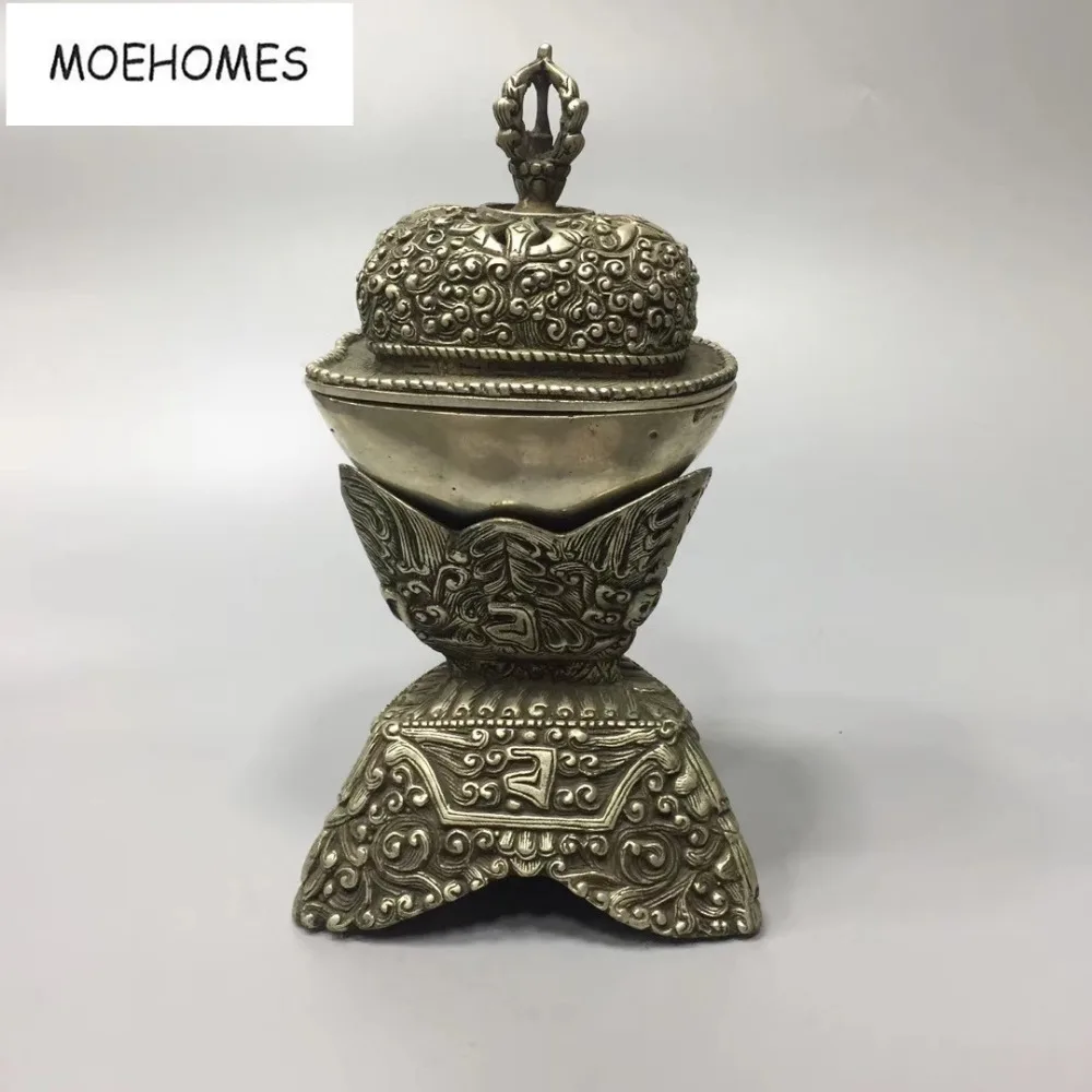 MOEHOMES Chinese buddhist manual old silver copper three layers incense burner decoration metal handicraft
MOEHOMES Chinese buddhist manual old silver copper three layers incense burner decoration metal handicraft