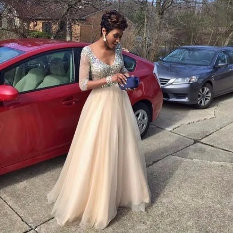 2019 Long Prom Dresses A-line Deep V-neck Tulle Beaded Women Party Maxys Long Prom Gown Evening Dresses Robe De Soiree
2019 Long Prom Dresses A-line Deep V-neck Tulle Beaded Women Party Maxys Long Prom Gown Evening Dresses Robe De Soiree