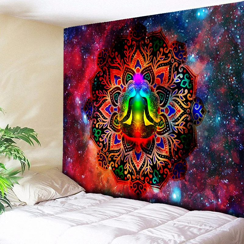 

Starry Night Galaxy Decor Psychedelic Tapestry Wall Hanging Indian Mandala Tapestry Hippie Chakra Tapestries Boho Wall Cloth