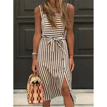 Fashion Womens Polyester Stripe Dress Strappy Tropical Summer Swing Beach Sundress
Fashion Womens Polyester Stripe Dress Strappy Tropical Summer Swing Beach Sundress