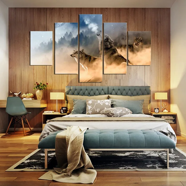5-Pieces-Winter-Misty-Morning-Forest-Wolfs-Animal-Modern-Home-Wall-Decor-Canvas-Picture-Art-HD.jpg_640x640