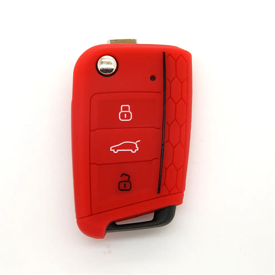 Cunymagos Silicone Key Remote Holder Cover Case FOB Shell flip Jarket Accessories for 2014 2015 2016 VW GOLF 7 MK7 OCTAVIA A7 (6)