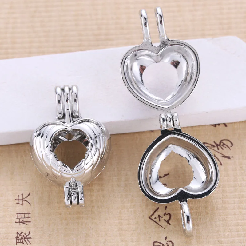 Фото 5pcs Bright Silver Love Wings Pearl Cage Jewelry Making Supplies Beads Pendant Oyster Aromatherapy Oil Diffuser | Украшения и