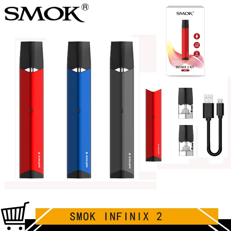

Original SMOK INFINIX 2 Pod Kit Air-Driven System with 450mah Battery 2ML Pod Cartridge Electronic Cigarette Vape Pen Vaporizer