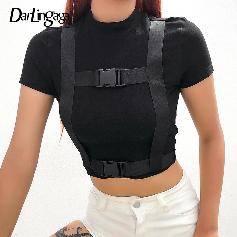 Darlingaga Streetwear Bodycon Cropped T Shirt Women Short Sleeve Buckle Patchwork Crop Top Fashion Summer Tshirt Slim Tee Shirts 
Darlingaga Streetwear Bodycon Cropped T Shirt Women Short Sleeve Buckle Patchwork Crop Top Fashion Summer Tshirt Slim Tee Shirts