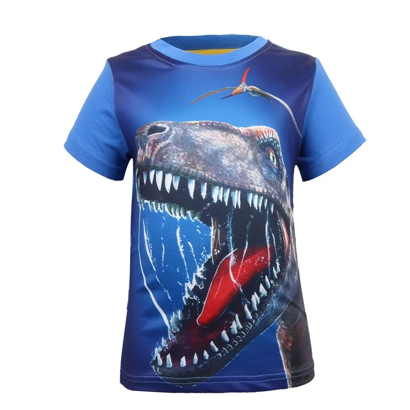 2018 летние детские футболки в стиле динозавра с короткими рукавами для мальчиков