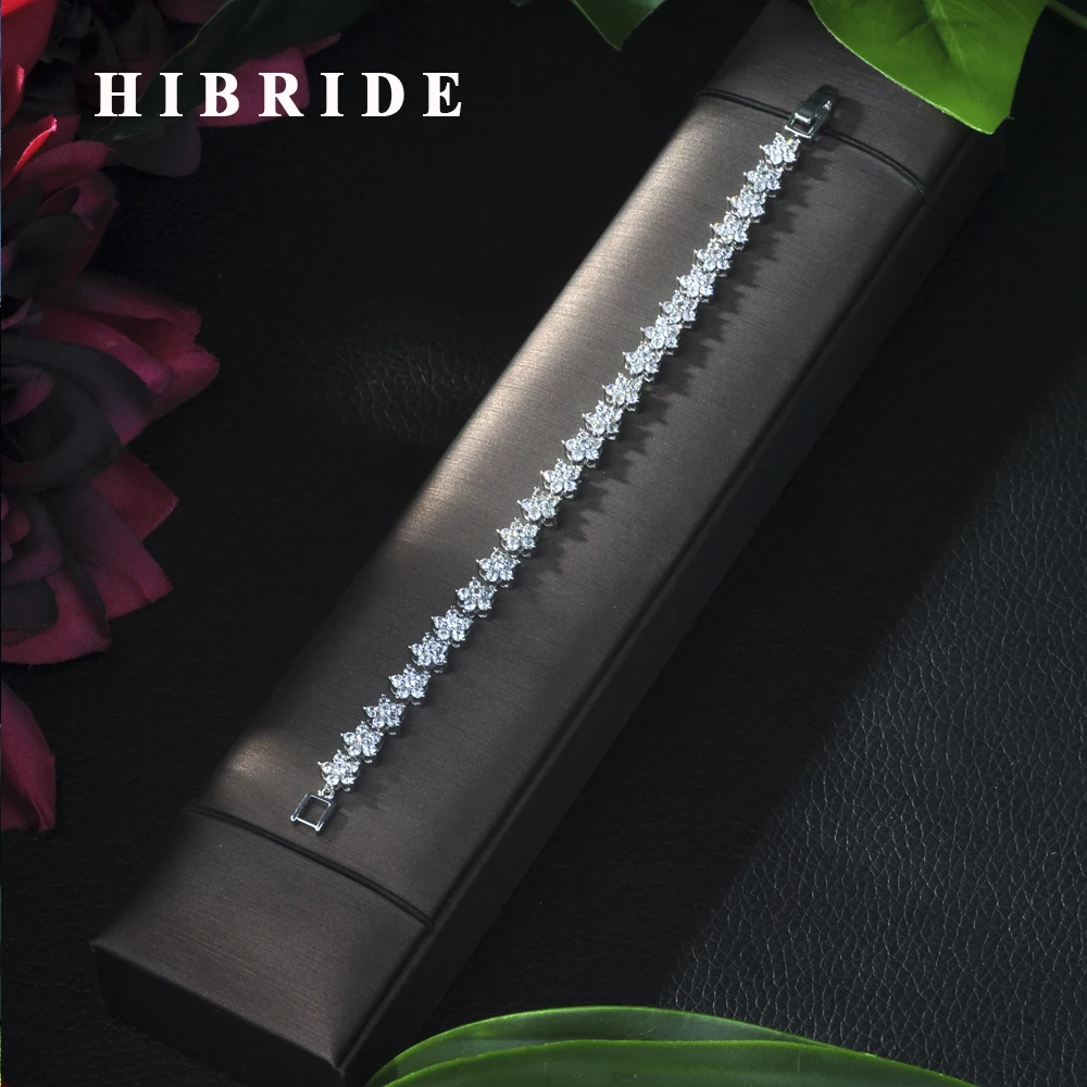 HIBRIDE High Quality Round Cubic Zirconia Tennis Charm Bracelets Bangles for Women Fashion Flower Design Wedding Jewelry B-56
HIBRIDE High Quality Round Cubic Zirconia Tennis Charm Bracelets Bangles for Women Fashion Flower Design Wedding Jewelry B-56